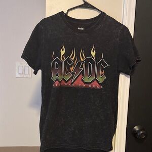 AC/DC Black Graphic Tee with Flame Design